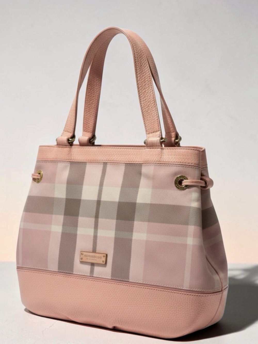 Pre-owned Burberry Pink Check Blue Label Tote